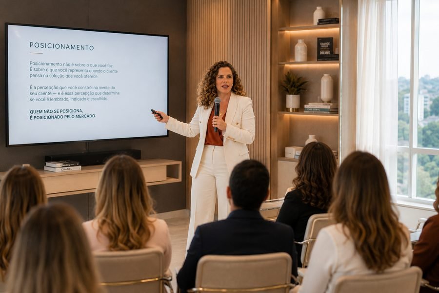 Daniela Vergara em palestra sobre posicionamento de marca